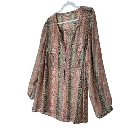 DanielRainn Blouse Women Tunic Top 2X Plus  Boho Comfort Grandmacore Translucent - Picture 5 of 8